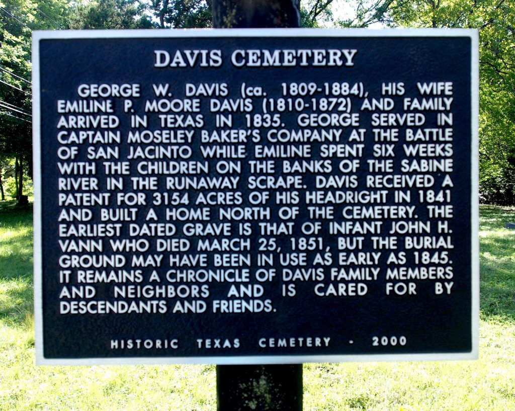 Davis Cemetery marker